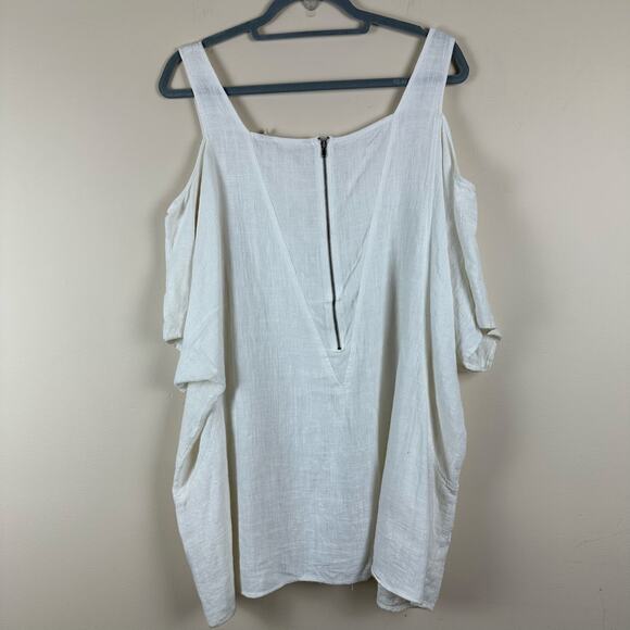 Soft Surroundings Linen Blend Cold Shoulder Tunic Womens 1X Resort Relaxed Boxy - Picture 6 of 8